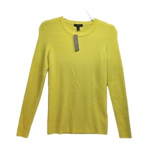J Crew Merino Wool Pullover Ribbed Sweater Womens‎ S Crewneck Bright Yellow New